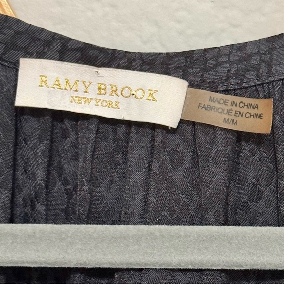 Ramy Brook Black Snake Print Bohemian Flowy Lace-Up Long Sleeve Blouse Sz M - Picture 4 of 8